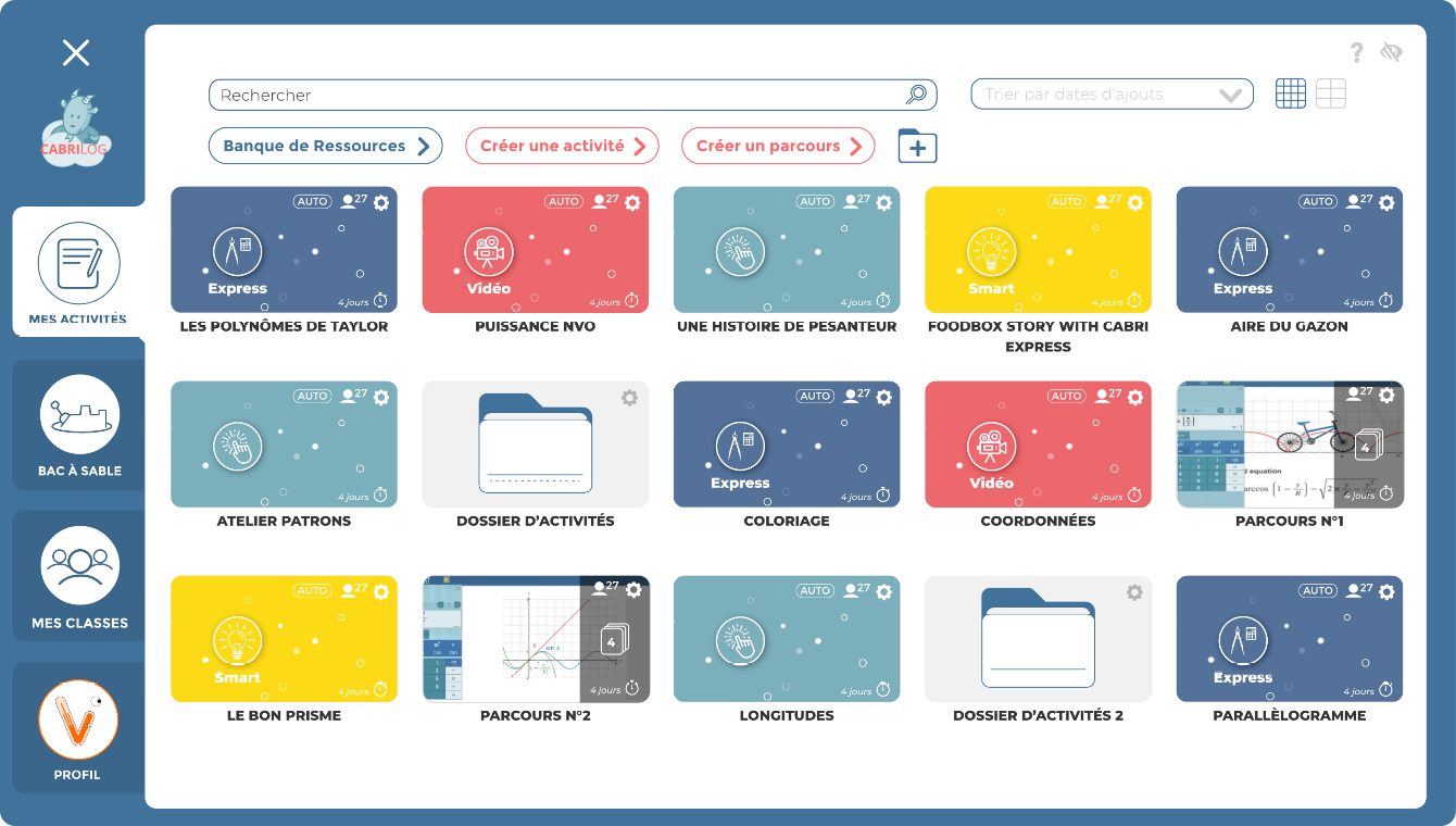 Screenshot of classroom interface